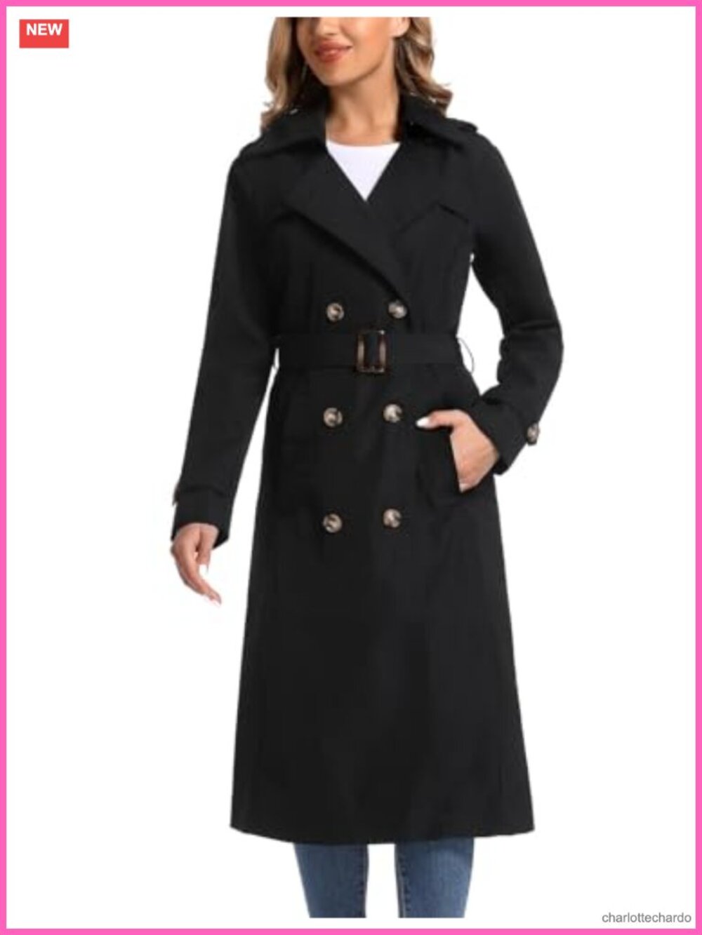 Slim-Fit Waterproof Trench Coat Double Breasted w/ Removable Hood